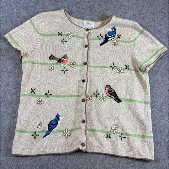 Christopher & Banks Sweaters - Christopher & Banks Cardigan Womens Hand Embroidered Bird Floral Grandmacore XL